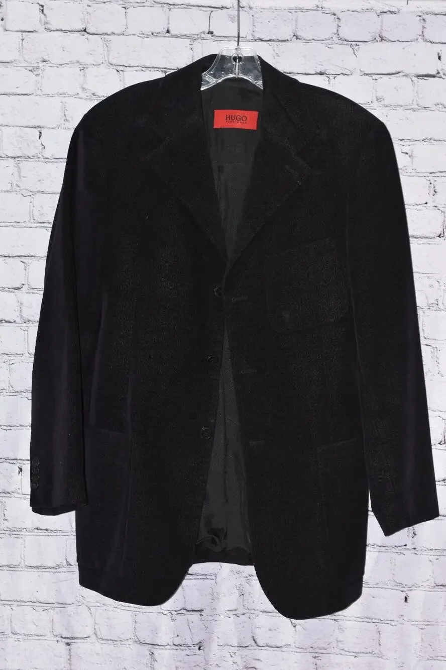 Hugo BOSS Italian Made Black Soft Corduroy Men's Sport Dinner Jacket Blazer 48R